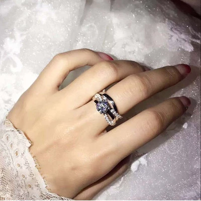 Talla 4-9 Moda Mujeres AAA CIRCONITA CÚBICA Boda Joyería de Lujo Relleno de Oro Blanco Conjuntos de Anillos Foto 1 de 4