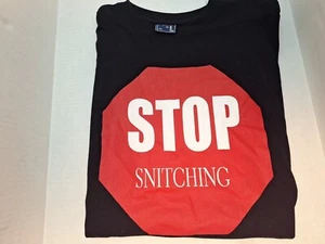 Vintage Stop Snitching Black T-Shirt Size 2XL Streetwear - Picture 1 of 9