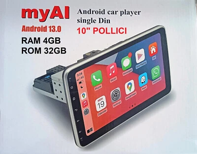 AUTORADIO ANDROID13 10 POLLICI STEREO AUTO 1 DIN 4GB RAM WIFI SCHERMO ESTRAIBILE - Immagine 1 di 4