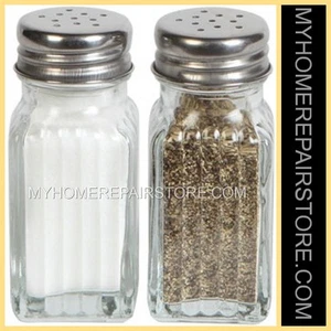 FREE S&H—COOKING CONCEPTS—FLUTED—GLASS—SALT&PEPPER SHAKERS—STAINLESS STEEL LIDS - Picture 1 of 10
