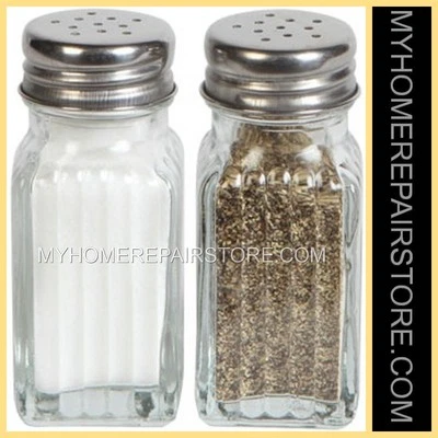 FREE S&H—COOKING CONCEPTS—FLUTED—GLASS—SALT&PEPPER SHAKERS—STAINLESS STEEL LIDS - Image 1 of 4