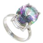 Solid Mystic Quartz 925 Sterling Silver Ring Size P 1/2 Free Gift Box Included