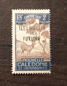 WALLIS UND FUTUNA Steuermarke 2c blau stumpf und braun neu Überladung schwarz  - Bild 1 von 1