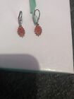 Sterling Silver Earrings With Orange Stones