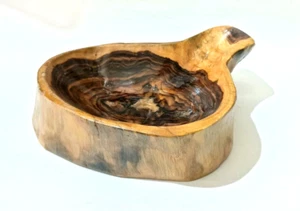 teak wood primitive art rustic wooden burled bowl for salad and table decor - Picture 1 of 9