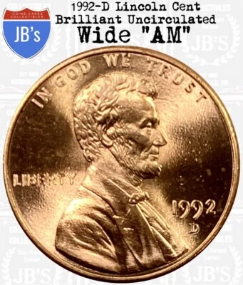 1992 D Lincoln Memorial Cent Wide AM Brilliant Uncirculated *JB's Coins* - Image 1 of 4