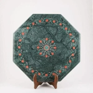 15" Marble corner End Table Top Pietra Dura Semi Precious Stones Handmade work - Picture 1 of 1