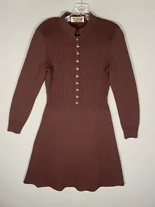 Vintage St John for Lillie Rubin Knit Sweater Brown Dress Sz M 70s Button Front - Picture 1 of 12