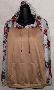 Felpa con cappuccio SHEIN cammello e multicolore con stampa rosa - L - Foto 1 di 6