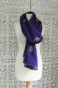 Purple vintage embroidered bollywood dupatta shawl chunni SKU16389 - Picture 1 of 6