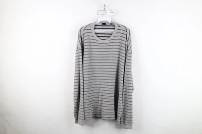 Camiseta gris vintage de los 90 Gap para hombre XL a rayas térmica tejida gofre manga larga Foto 1 de 4