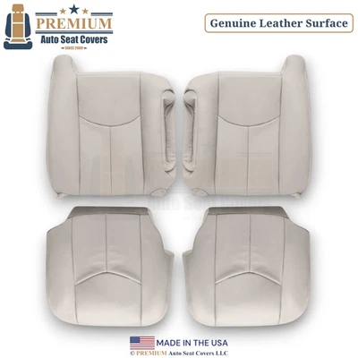 Fundas de asiento de repuesto delanteras neutras de cuero genuino para Chevy Tahoe 2003-2006 Foto 1 de 4