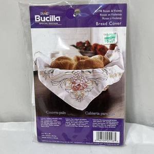 Bucilla 45198 Bread Cover Roses And Violets Stamped Cross Stitch Craft Kit - Picture 1 of 7
