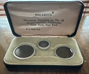 Polaroid Microscope Lens Polarizing Plates Drop In Vintage With Case #75 EUC - Picture 1 of 13
