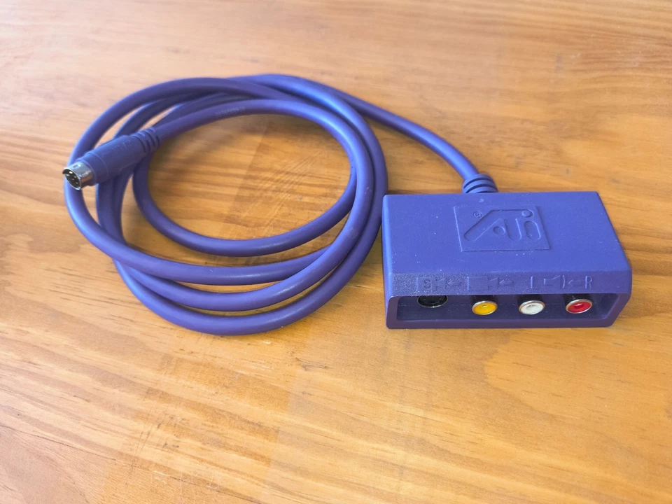 GENUINE  ATI 8-Pin Mini Din TO 4 PIN S-Video 3 RCA Component Adapter Purple  - Image 1 of 3