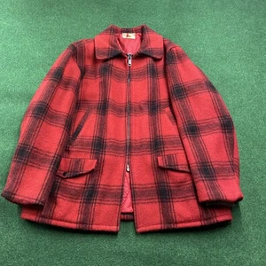 Vintage 50S Heavy Wool Jacket Mens XL Red Black Shadow Plaid Foremost Hunting - Picture 1 of 9