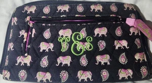Vera Bradley Large Zipper Wallet With RFID Protection Pink Elephant & Paisley - Picture 1 of 4
