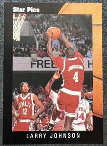 1991/92 STAR PICS LARRY JOHNSON (CHARLOTTE HORNETS) RC #18 NM/MT - Picture 1 of 2