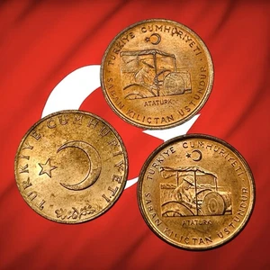 Lot of 3 Turkey 10 Kurus Coins - 1963, 1971 & 1974 - AU/UNC - Combined Ship - Picture 1 of 2