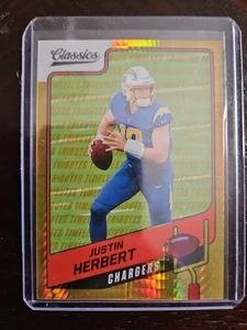 2021 Panini Classics Justin Herbert #99 Timeless Tributes Gold Prism Prizm /99 - Picture 1 of 3