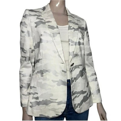 Chaqueta Blazer Insight Mujer Talla 6 Blanco Gris Plata Camuflaje Camuflaje Un Botón Foto 1 de 4