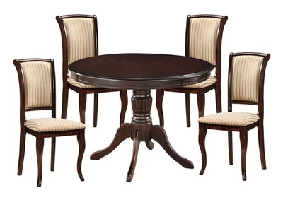 Essgruppe Olivia Esszimmer-Set Tischgruppe Nussbaum dunkel beige Ausführung wähl - Bild 1 von 4