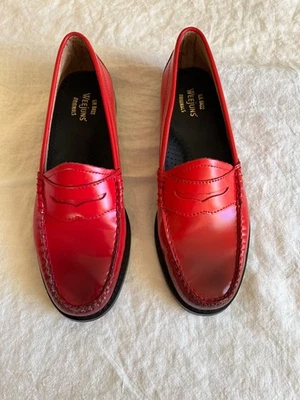 H.G. Bass & Co-Weejuns-Ombre Whitney-Leather Penny Loafers-Red -7.5-EUC - Image 1 of 4
