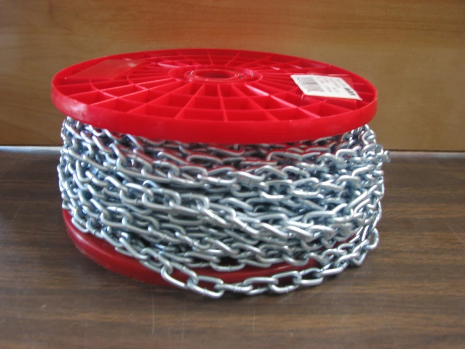 1 - ROLL # 4 X 100' TWISTED LINK MACHINE CHAIN, ZINC PLATED - Image 1 of 1