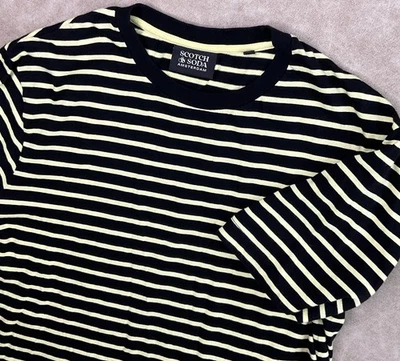 Camiseta Scotch & Soda Rayas Negra Amarilla Manga Corta Retro Hombre Talla 2XL Foto 1 de 4