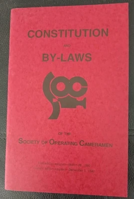 Constitution & By-laws Society Operating Cameramen Adopted December 1992 36 pgs - Image 1 of 3