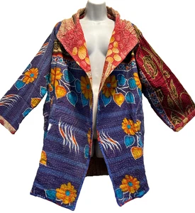 Nuevo con etiquetas CHAQUETA ABRIGO TOP 1X Hippy Acolchado Vintage Algodón Kantha Revesible FUNKY STUFF - Imagen 1 de 11