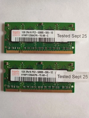 2x 1 GB Hynix DDR2 667MHz PC2‑5300 SO-DIMM Laptop RAM – Tested - Image 1 of 2