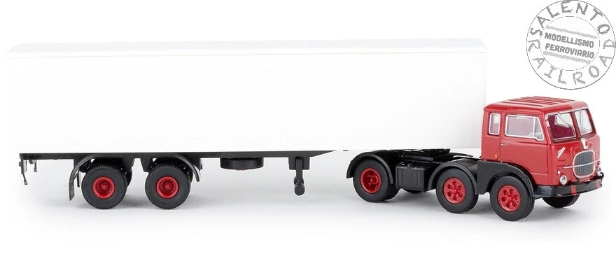 BREKINA 58500 camion Fiat 690 con rimorchio cassone chiuso bianco in scala 1:87 - Immagine 1 di 1