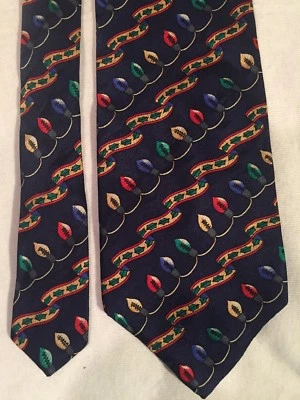 Christmas Xmas Necktie Holiday Lights 100% Silk Stanley Blacker Made in USA - Image 1 of 4