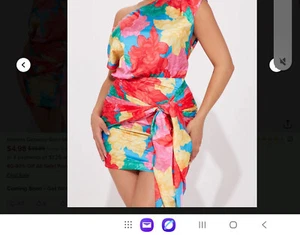 Satin Mini Dress Flower Pattern - Picture 1 of 2