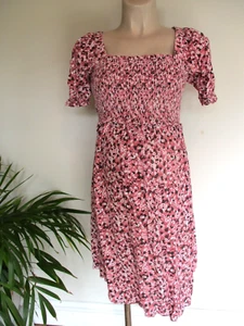 SERAPHINE MATERNITY & NURSING PINK DITSY FLORAL SMOCKED DRESS SIZE 16 - Picture 1 of 3