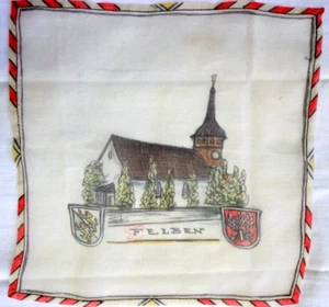 Handkerchief Felben Switzerland Church Sheer Vintage 8.5in Town Shields - Picture 1 of 6