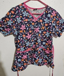 Women's Medium Barco Floral Print Scrub Top - Picture 1 of 3
