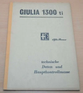 Alfa Romeo Giulia 1300 ti Vergaser Bremse Ventil Daten Werkstatthandbuch 9/1966 - Picture 1 of 3