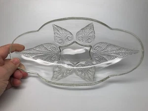 Vintage ANKERHOCKING "RENAISSANCE KLAR" 10" OVALES GLAS flache SERVIERSCHALE - Bild 1 von 8