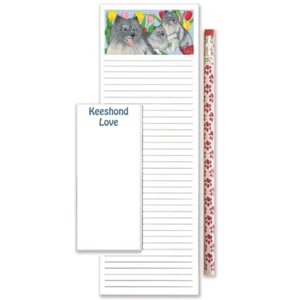 Keeshond To Do List Magnetic Shopping Pad Notepad & Pencil Gift Set - Picture 1 of 1