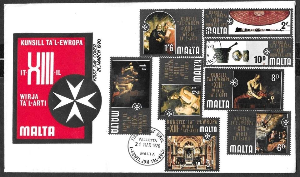 MALTA - 13th COUNCIL OF EUROPE ART EXHIBITION FIRST DAY COVER - 21st MARCH 1970 - Image 1 of 1