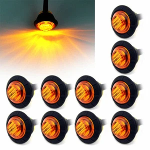 10X 12V Amber 3/4" Round LED Side Marker Clearance Underbody Rock Light Lamp - Foto 1 di 8