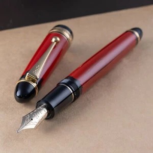 Customized Pilot Custom 743 Black Red Lacquer 14K Broad Fine Fountain Pen - Picture 1 of 7