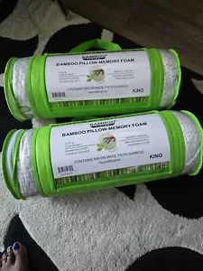 Bamboo Pillows 2 Pack King Queen Size Memory Foam Pillows Cooling Bed Pillow - Picture 1 of 3