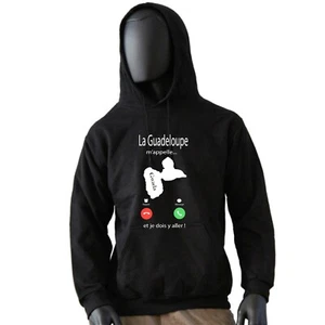 SWEAT SHIRT CAPUCHE HOMME LA GUADELOUPE M'APPELLE, GWADA DOM TOM - Picture 1 of 5