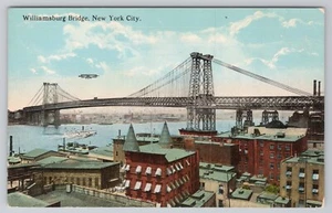 New York City, Williamsburg Bridge, East River, Antique Vintage Postcard - Picture 1 of 2