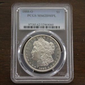 1888 O Morgan Silver Dollar MS62 DMPL PCGS Round O Reverse US 90% Collection