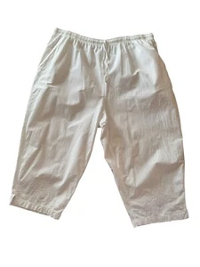Jane Ashley Wide Leg Cropped Capri Sz 2x White Cotton Embellished Beachy Coastal - Picture 1 of 16