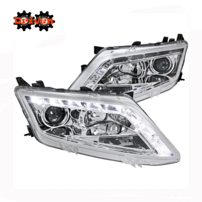 For 2010-2012 Ford Fusion Chrome Projector LED DRL Headlights Pair Lamps Clear - Image 1 of 4
